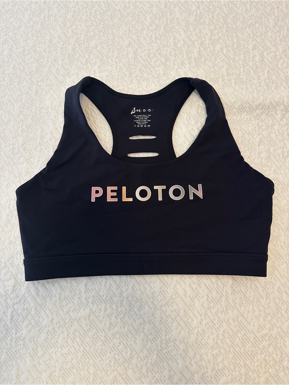 Peloton Advance Bra Black Rainbow Logo Size Large